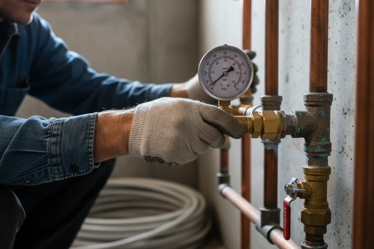 Pressure testing a repaired line during Water Line Repair in Welcome