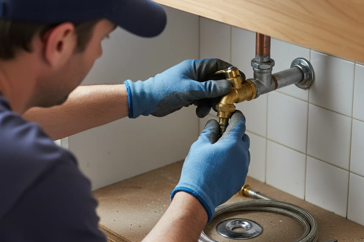 Shutoff valve and fitting work during Burst Pipe Repair in Welcome